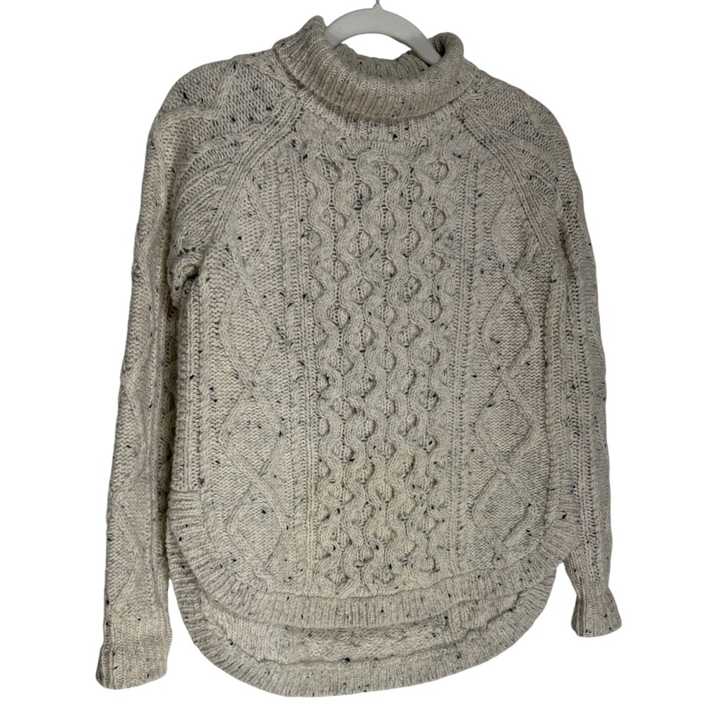 Madewell Cableknit Shirttail Turtleneck Sweater Donegal Oatmeal XS Retail $110